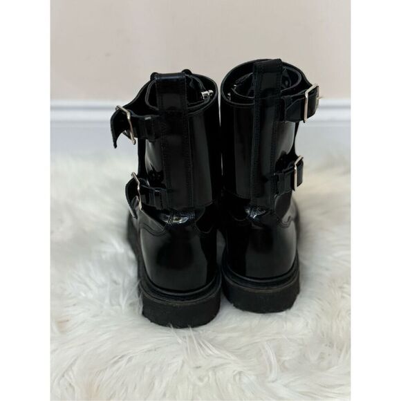 BALMAIN H&M MEN\'S Black Patent Leather Combat Boots Sneakers  7.5/40 main image 2